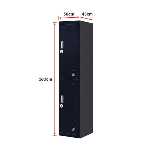 2-Door Black Locker Cabinet 4-Digit Combination Lock – Secure & Durable