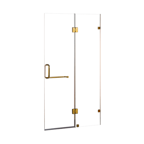 120 x 200cm Wall to Wall Frameless Shower Screen in GOLD Hardware with SQUARE Handle