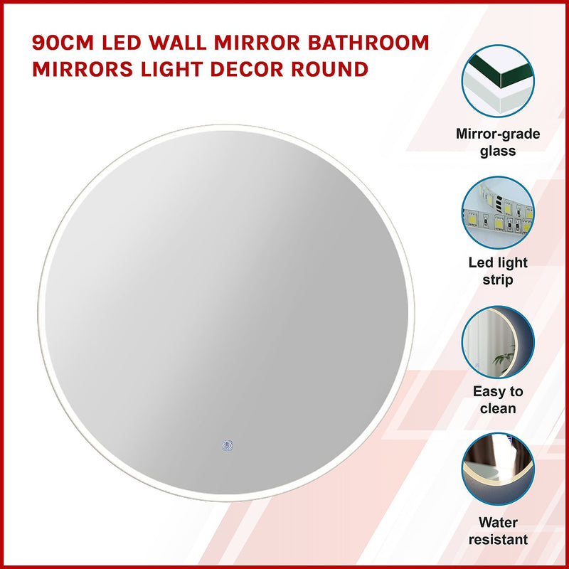 LED Wall Mirror Bathroom Mirrors Light Decor Round | Australia's DIY ...