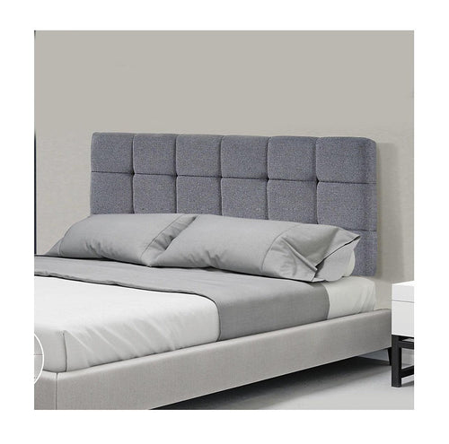 Grey Linen Fabric Double Deluxe Tufted Headboard Bedhead