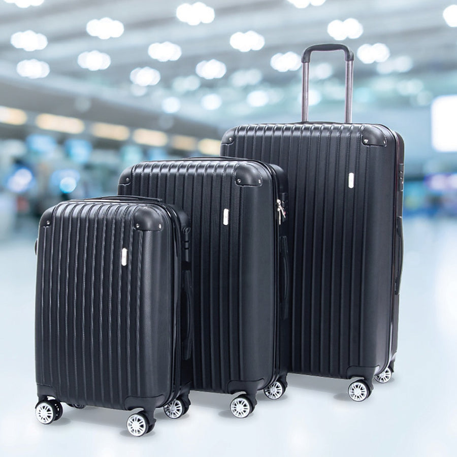 Luggage Set – Black Hard Shell Cases in 20, 24 and 28-Inch Sizes
