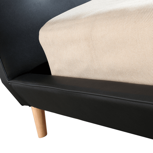 Queen PU Leather Deluxe Bed Frame - Black