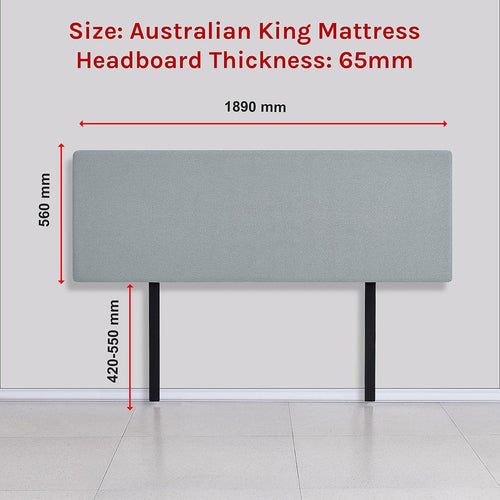 Linen Fabric Rectangular King Bed Deluxe Headboard Bedhead Stone Grey 