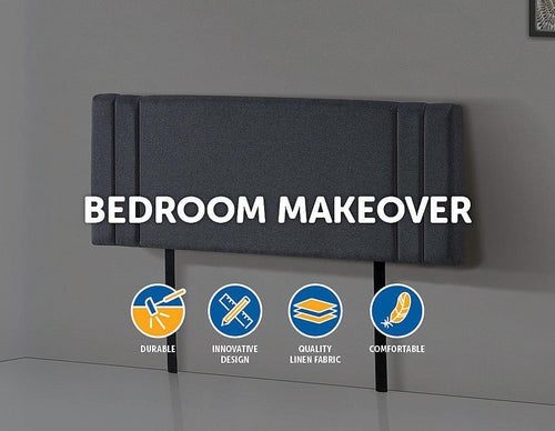 Grey Linen Fabric Queen Deluxe Headboard Bedhead