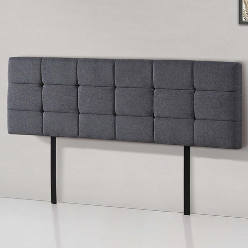 Grey Linen Fabric King Deluxe Tufted Headboard Bedhead