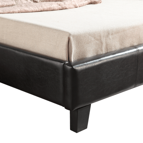 King Single Bed Frame Brown PU Leather
