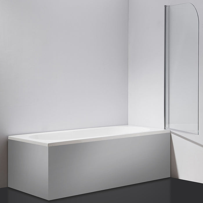180° CHROME Pivot Door 6mm Safety Glass Bath Shower Screen By Della Francesca - 80 x 140cm