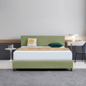 Linen Fabric Rectangular King Bed Deluxe Headboard Bedhead Olive Green 