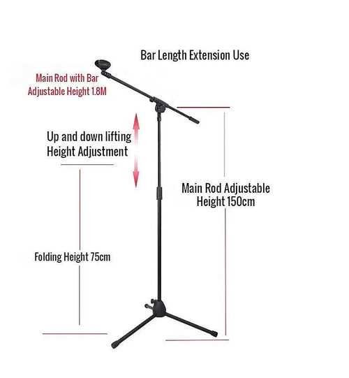 Stage Stands Tripod Mic Stand with Boom 2-Pack