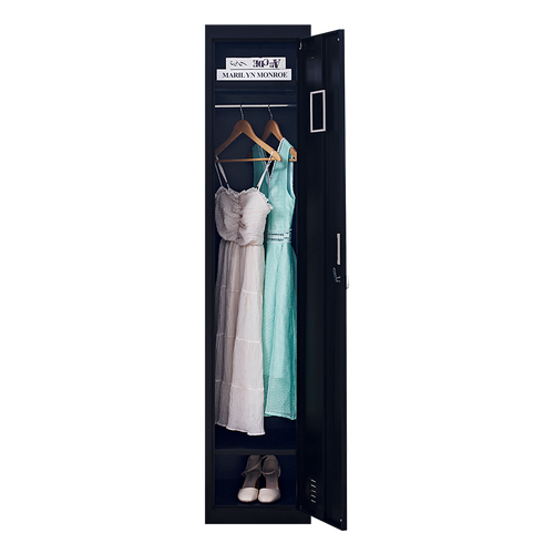 Lockable 1-Door Black Locker for Home or Office - 3-Digit Combination Lock