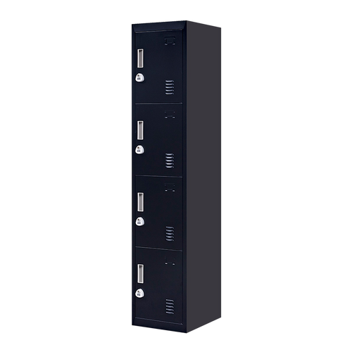 Black Locker with 4 Doors & 3-Digit Combination Lock – Storage for Gym, School, or Workplace