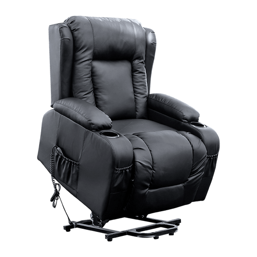 Recliner Chair Electric Massage Chair Lift Heated Leather Lounge Sofa Black