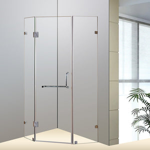 900 x 900mm Frameless 10mm Glass Shower Screen By Della Francesca Nickel Hardware, Round Handle