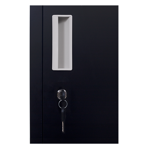 6-Door Black Metal Locker Cabinet – Vertical Storage with Standard Lock with 2 Keys for Office, School