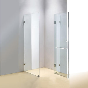 100 x 70cm Frameless 10mm Glass Shower Screen By Della Francesca CHROME Hardware,SQUARE Handle