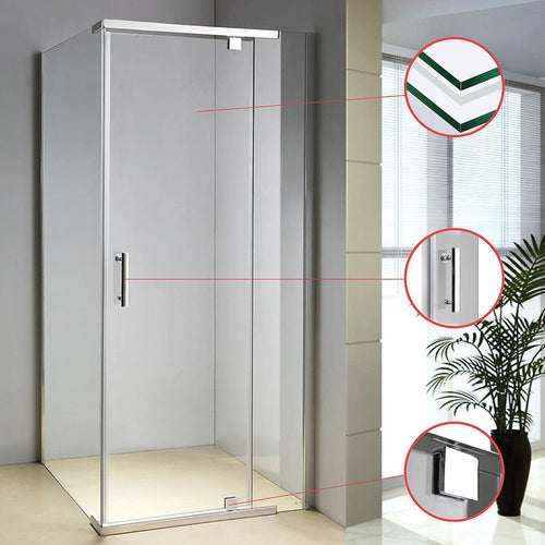 900 x 800 x 1900mm Framed Safety Glass Pivot Door Shower Screen in CHROME