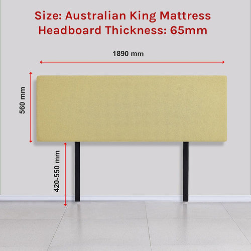 Linen Fabric Rectangular King Bed Deluxe Headboard Bedhead Sulfur Yellow 
