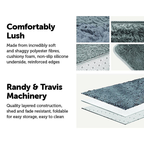 200x140cm Floor Rugs Large Shaggy Rug Area Carpet Bedroom Living Room Mat Grey