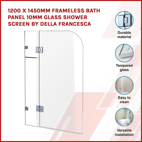 Frameless Glass Bath Screen 120 x 145cm Nickel Finish