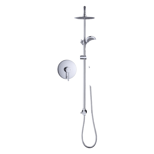 WELS 8" Chrome Rain Shower Dual Rounded Heads Set with Handheld