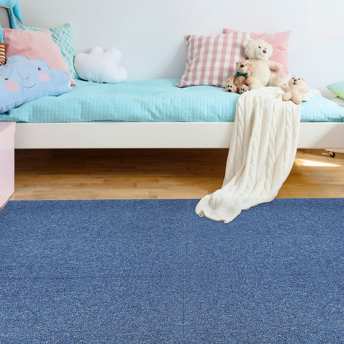 5m2 Box of Premium Carpet Tiles Commercial Domestic Office Heavy Use Flooring in Blue