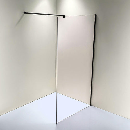 120 x 210cm Frameless 10mm Safety Glass Shower Screen in Square Black