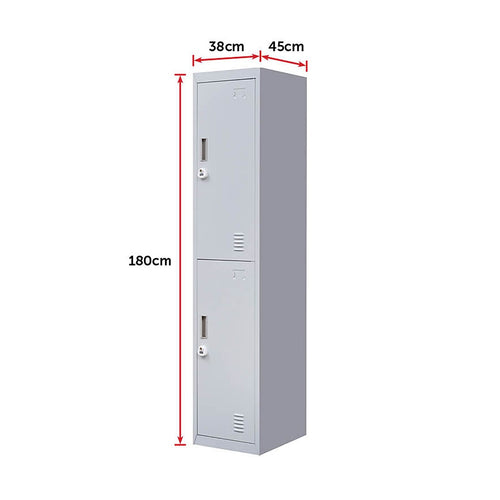 2-Door Grey Locker Cabinet 3-Digit Combination Lock – Secure & Durable