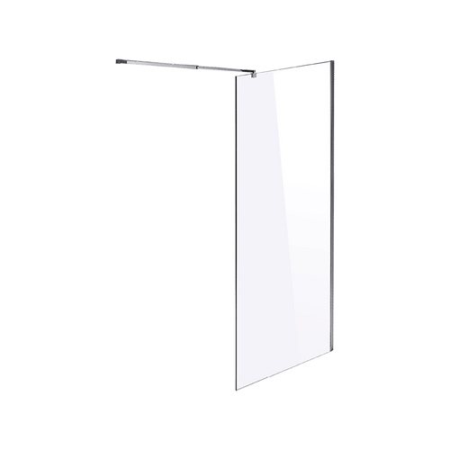 100 x 210cm Frameless 10mm Safety Glass Shower Screen in Square CHROME