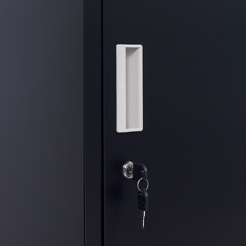 Lockable 1-Door Black Locker for Home or Office - Standard Lock with 2 Keys