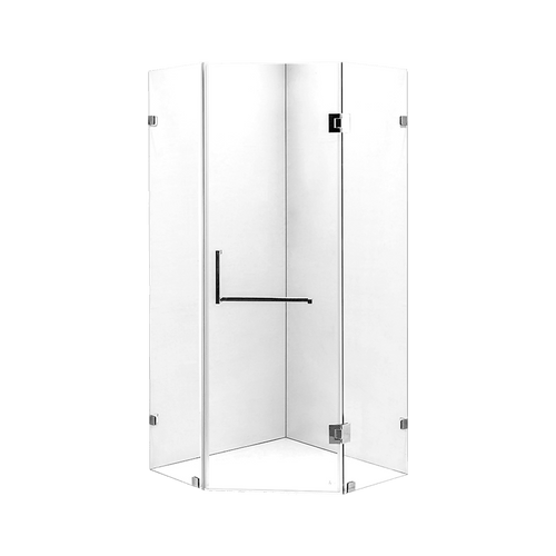 900 x 900mm Frameless 10mm Glass Shower Screen By Della Francesca Chrome Hardware, Square Handle