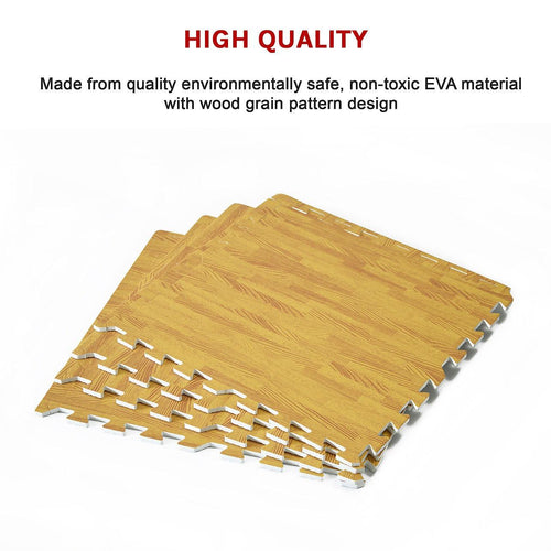 12 Tiles EVA Fitness Home Yoga Gym Interlocking Floor Puzzle Mat - Wood Colour