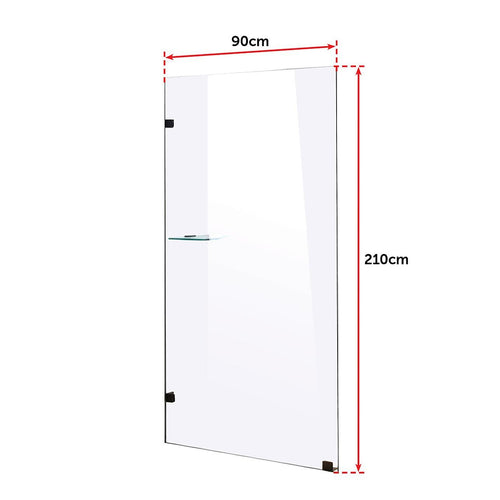 90 x 210cm Frameless 10mm Safety Glass Shower Screen BLACK