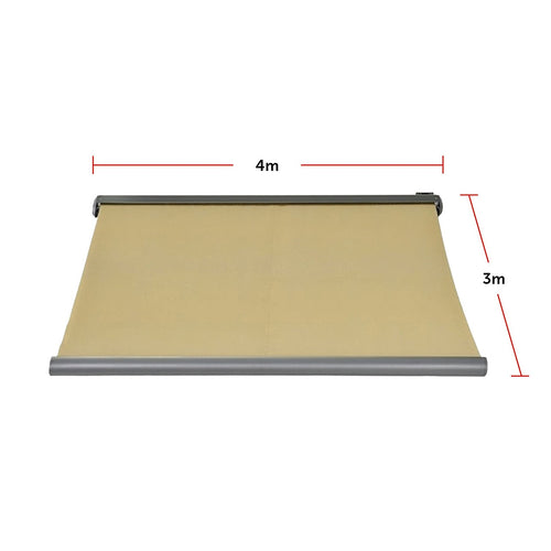 Heavy Duty Full Cassette Retractable Awning: Motorised 4x3m Beige Sunshade