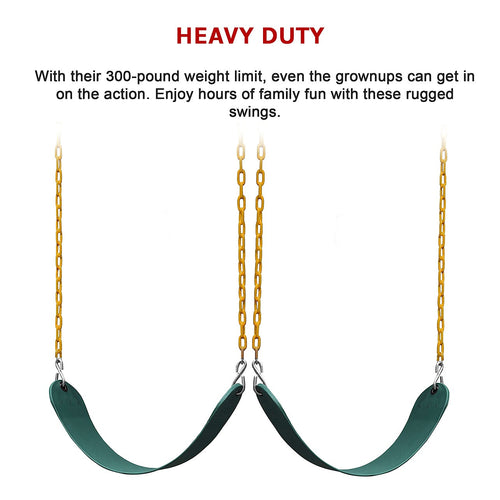 2 Pack Swings Seats Heavy Duty 66" Chain Plastic Coated Playground Swing