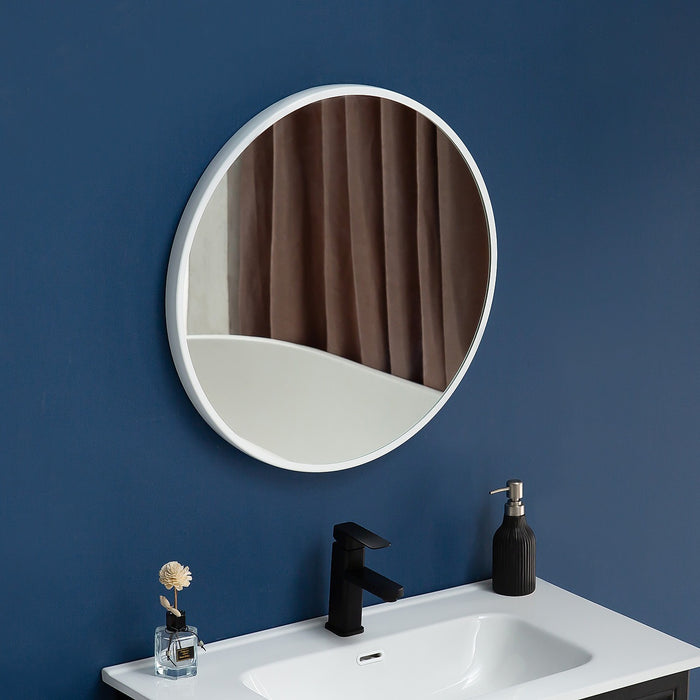 60cm Round Wall Mirror Bathroom Makeup Mirror by Della Francesca - White