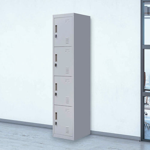 Grey Locker with 4 Doors & Padlock-operated – Storage for Gym, School, or Workplace