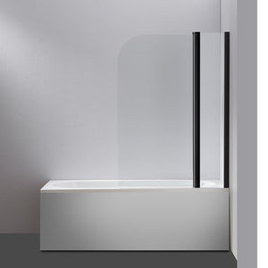 180° Black Pivot Door 6mm Safety Glass Bath Shower Screen By Della Francesca - 120 x 140cm