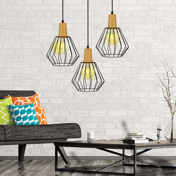Black Wood Pendant Light Bar Lamp Kitchen Lighting Modern Ceiling