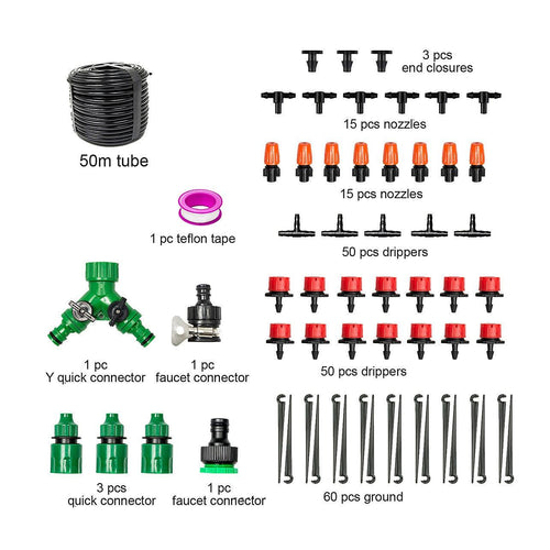 50M Hose Garden Irrigation System Plant Watering DIY Micro Drip Kits