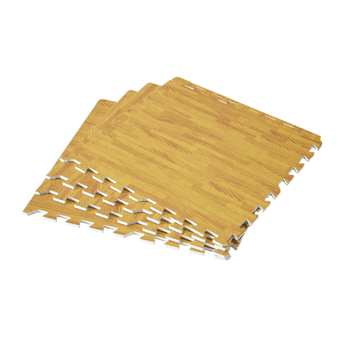 12 Tiles EVA Fitness Home Yoga Gym Interlocking Floor Puzzle Mat - Wood Colour