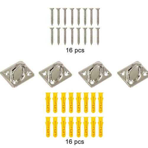 4X M6 304 Stainless Steel Oblong Pad Eye Plate Marine Hardware Staple Hook
