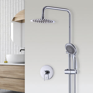 WELS 8" Chrome Rain Shower Dual Rounded Heads Set with Handheld