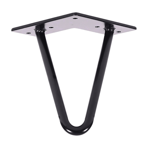 Set of 4 Industrial Retro Hairpin Table Legs 12mm Steel Bench Desk - 11cm Black