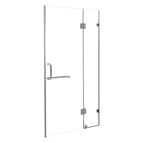 110 x 200cm Wall to Wall Frameless Shower Screen in CHROME Hardware, ROUND Handle