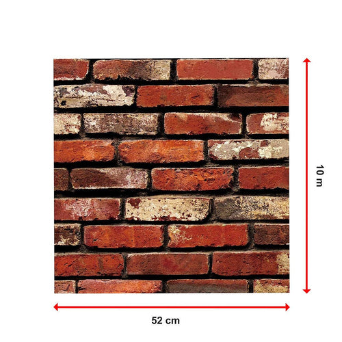 10m 3D Red Brick Print Theme Wallpaper