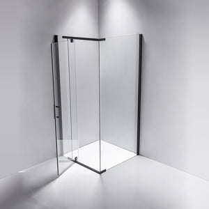 900 x 700 x 1900mm Framed Safety Glass Pivot Door Shower Screen in Black