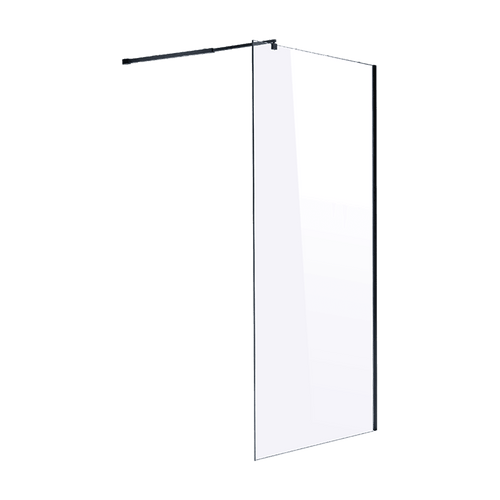 120 x 200cm Frameless 10mm Safety Glass Shower Screen in Round Black