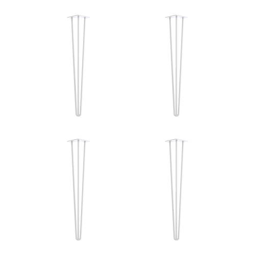 Set of 4 White Industrial Retro 3-Rod Table Legs 12mm Steel Bench Desk - 41cm