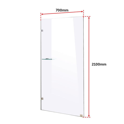 70 x 210cm Frameless 10mm Safety Glass Shower Screen CHROME
