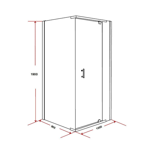 1000 x 900 x 1900mm Framed Safety Glass Pivot Door Shower Screen in CHROME